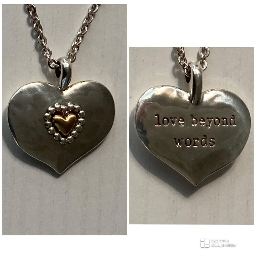 Brighton Love Beyond Words Heart Pendant Silver Gold Adjustable Necklace